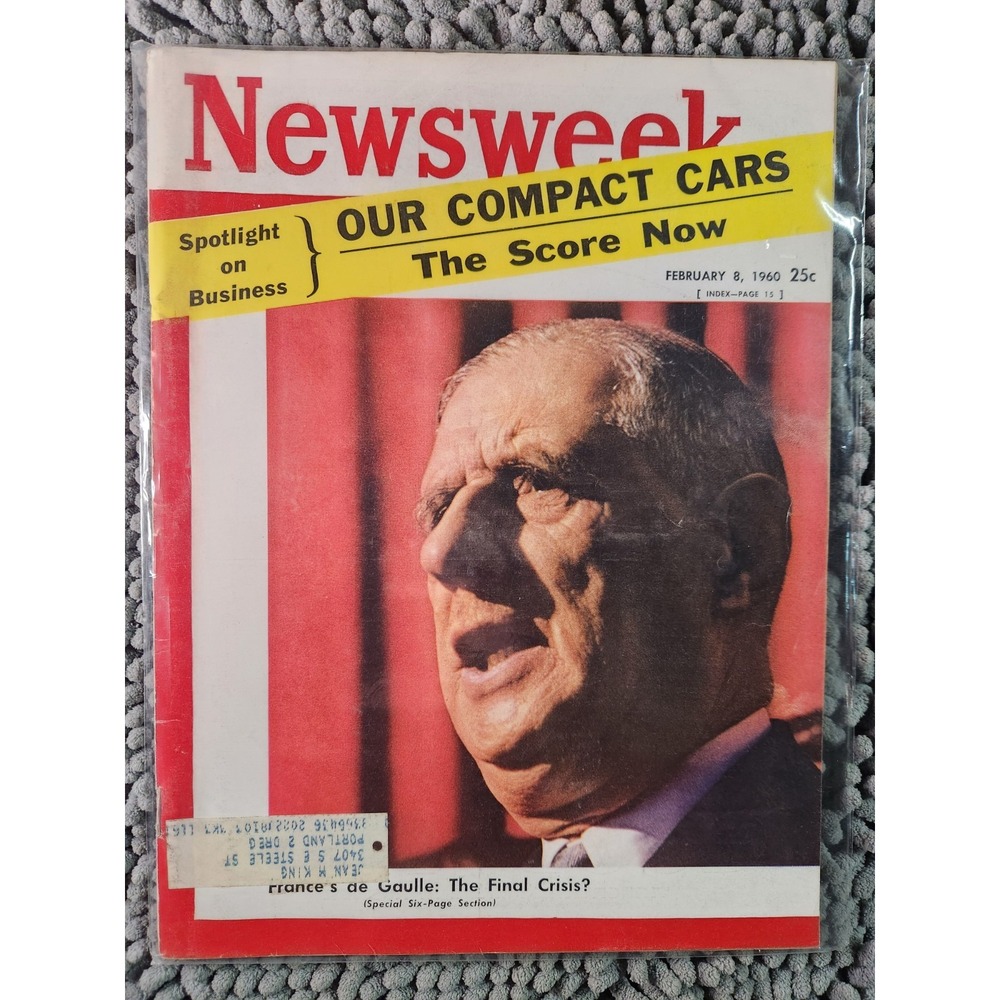 VTG Newsweek Magazine February 8 1960 Charles de Gaulle The Final Crisis?
